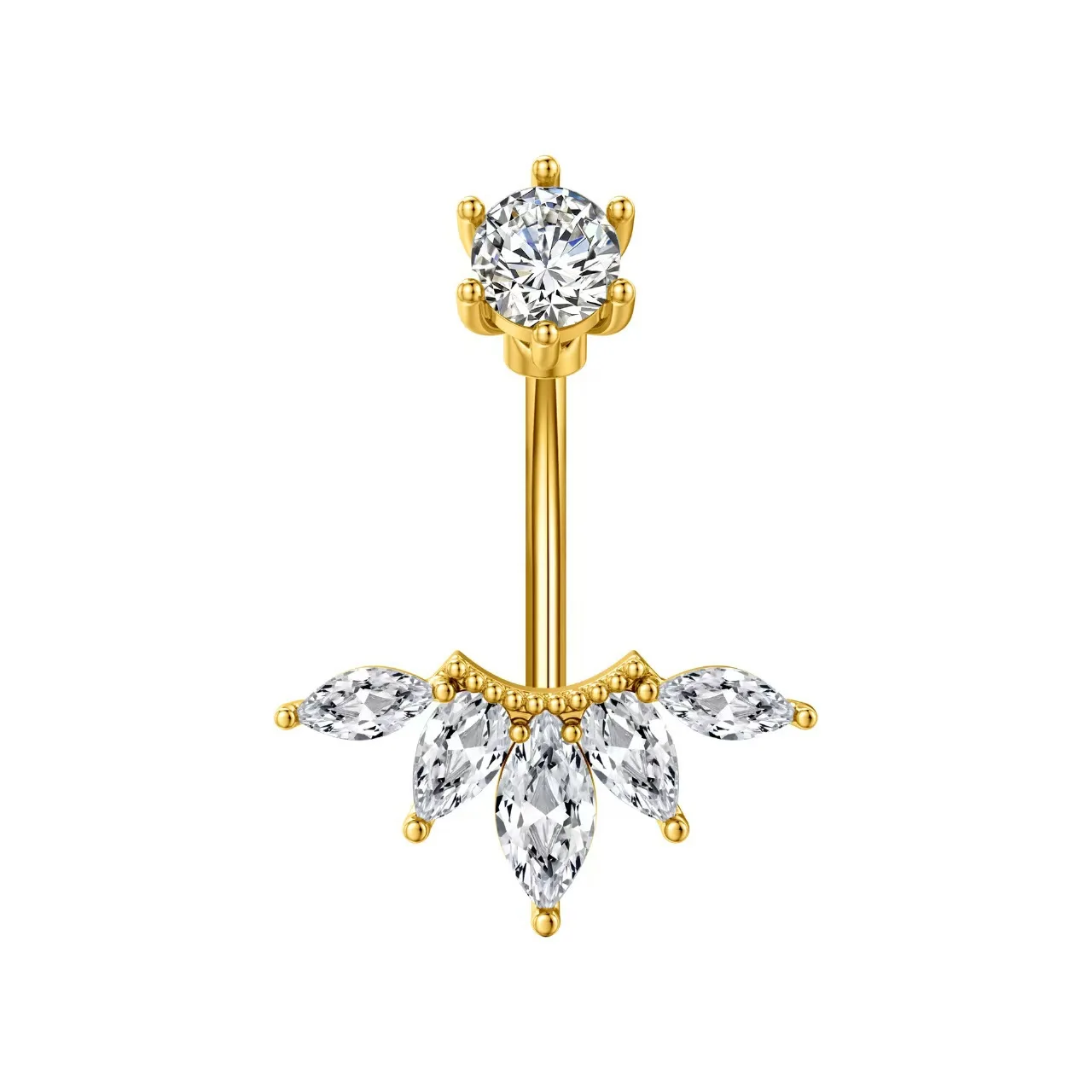 Gold Color Clicker Belly Button Ring, Heart Butterfly Design